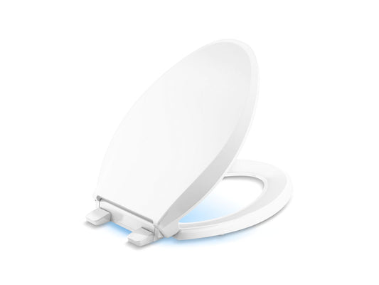 KOHLER K-75796-RL-0 Cachet Nightlight Readylatch Quiet-Close Elongated Toilet Seat In White