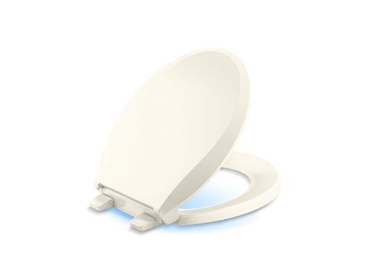 KOHLER K-75758-RL-96 Cachet Nightlight Readylatch Quiet-Close Round-Front Toilet Seat In Biscuit