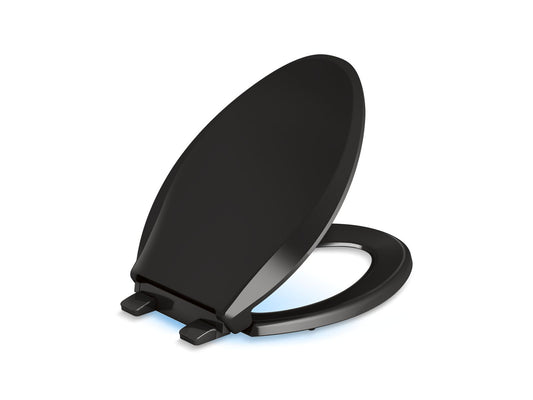 KOHLER K-75796-RL-7 Cachet Nightlight Readylatch Quiet-Close Elongated Toilet Seat In Black Black