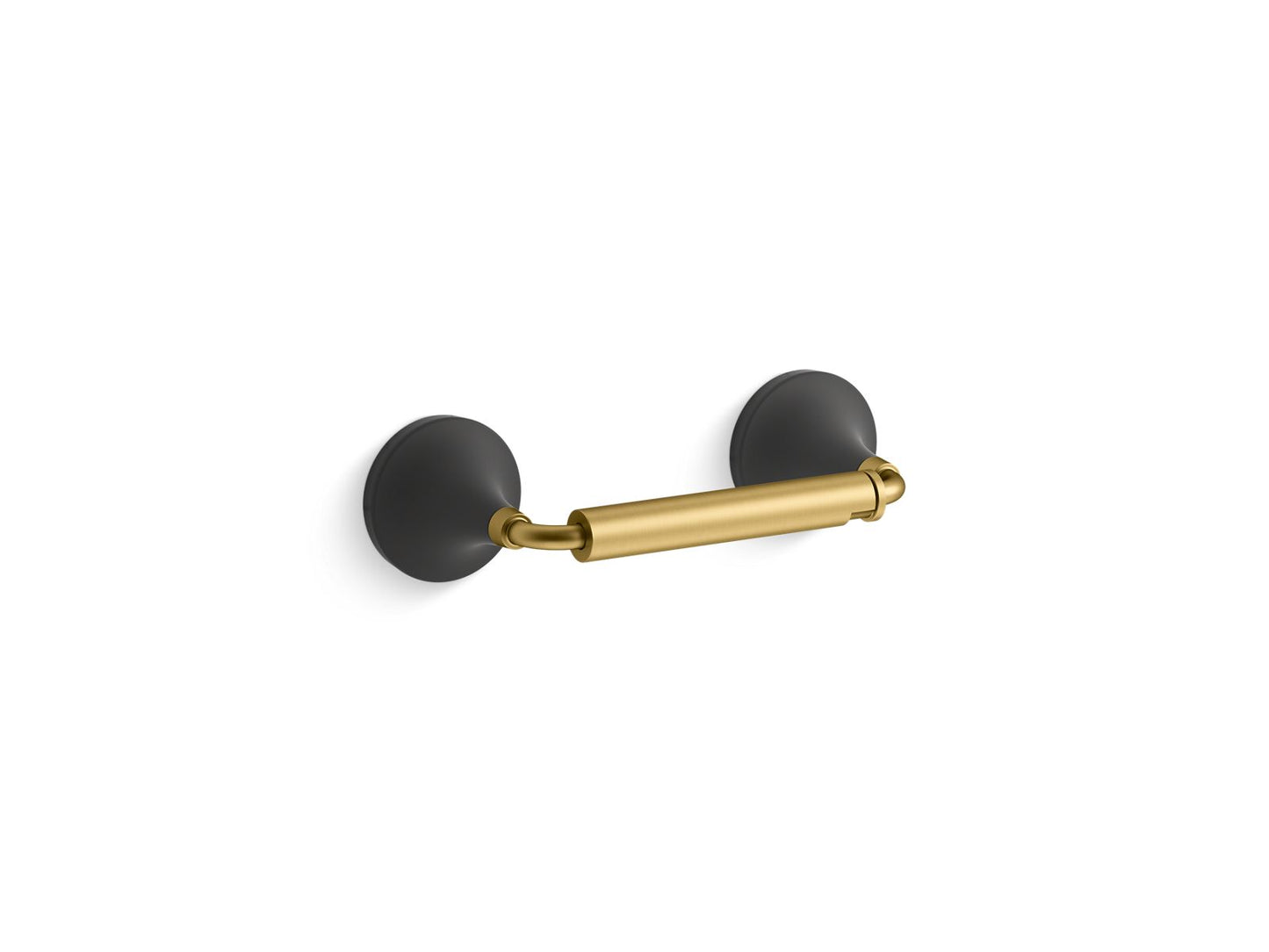 KOHLER K-27429-BMB Tone Pivoting Toilet Paper Holder In Matte Black with Moderne Brass