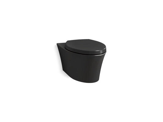 KOHLER K-31539-7 Veil Wall-Hung Compact Elongated Toilet, Dual-Flush In Black Black