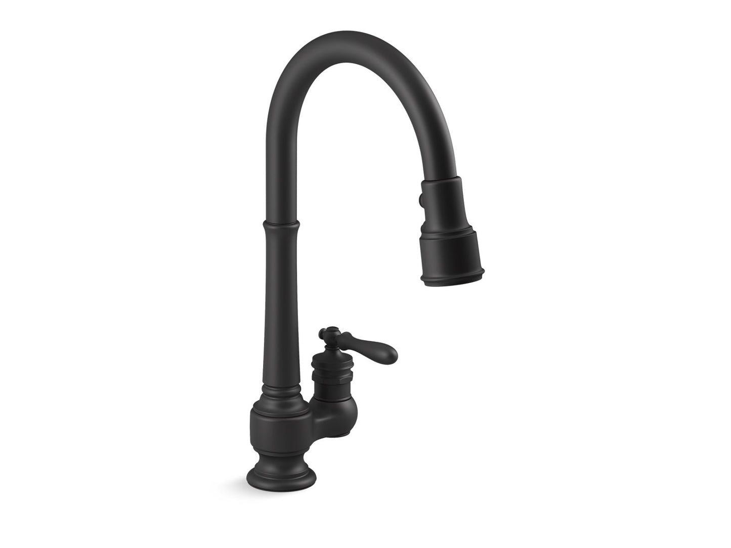 KOHLER K-99260-BL Artifacts Pull-Down Kitchen Sink Faucet With Three-Function Sprayhead In Matte Black