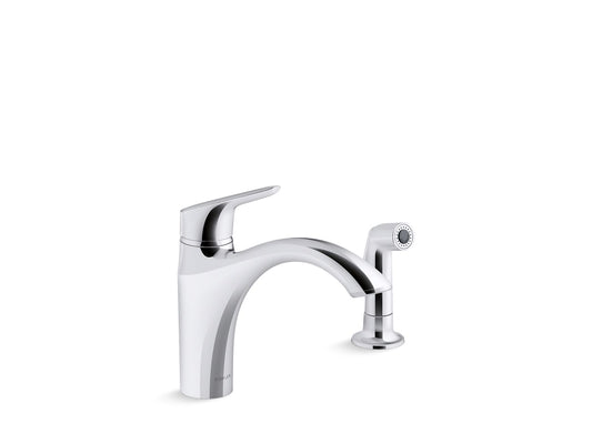 KOHLER K-30471-CP Rival Single-Handle Kitchen Sink Faucet With Side Sprayer In Polished Chrome