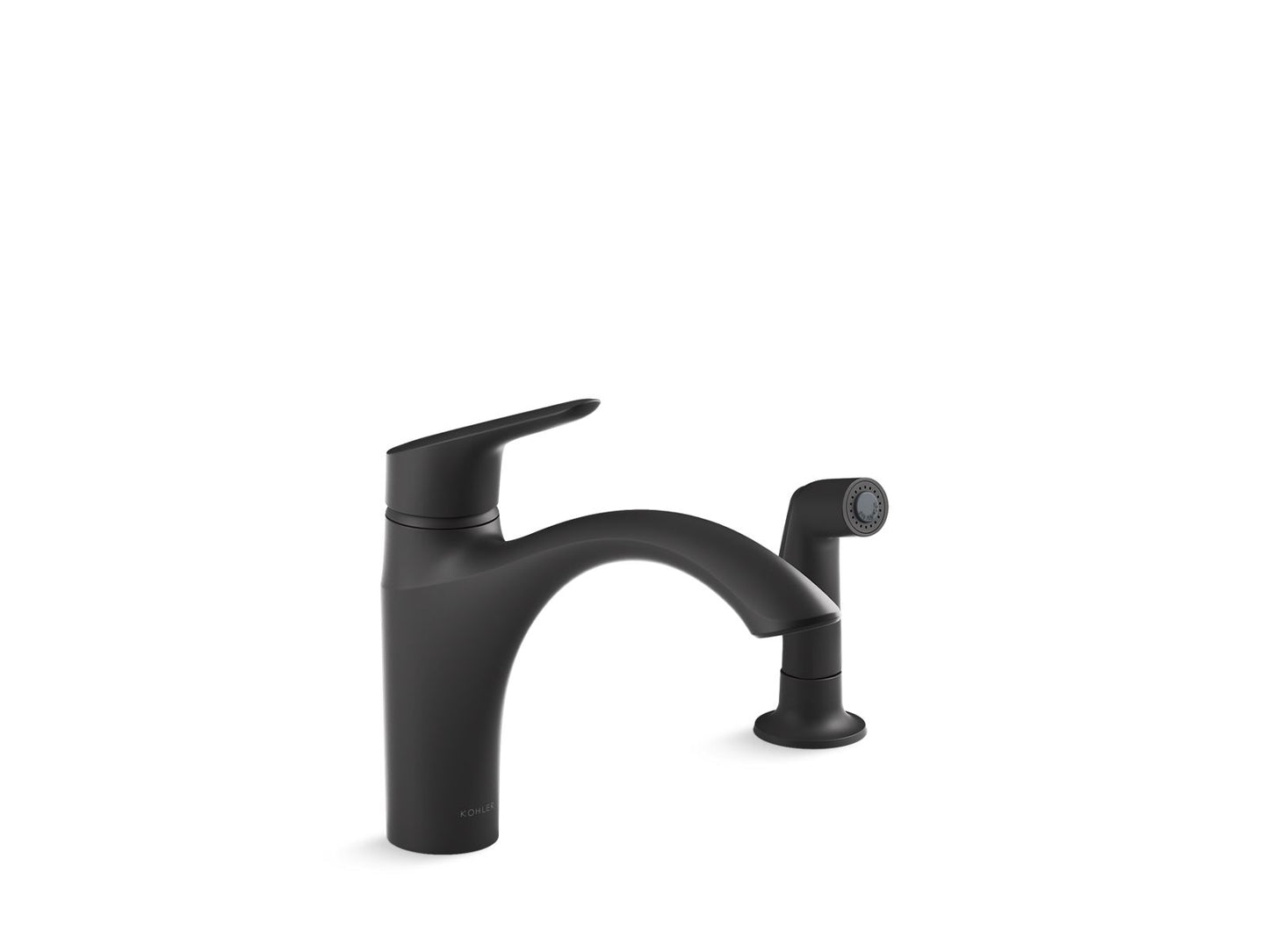 KOHLER K-30471-BL Rival Single-Handle Kitchen Sink Faucet With Side Sprayer In Matte Black