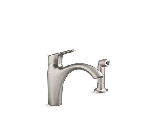 KOHLER K-30471-VS Rival Single-Handle Kitchen Sink Faucet With Side Sprayer In Vibrant Stainless