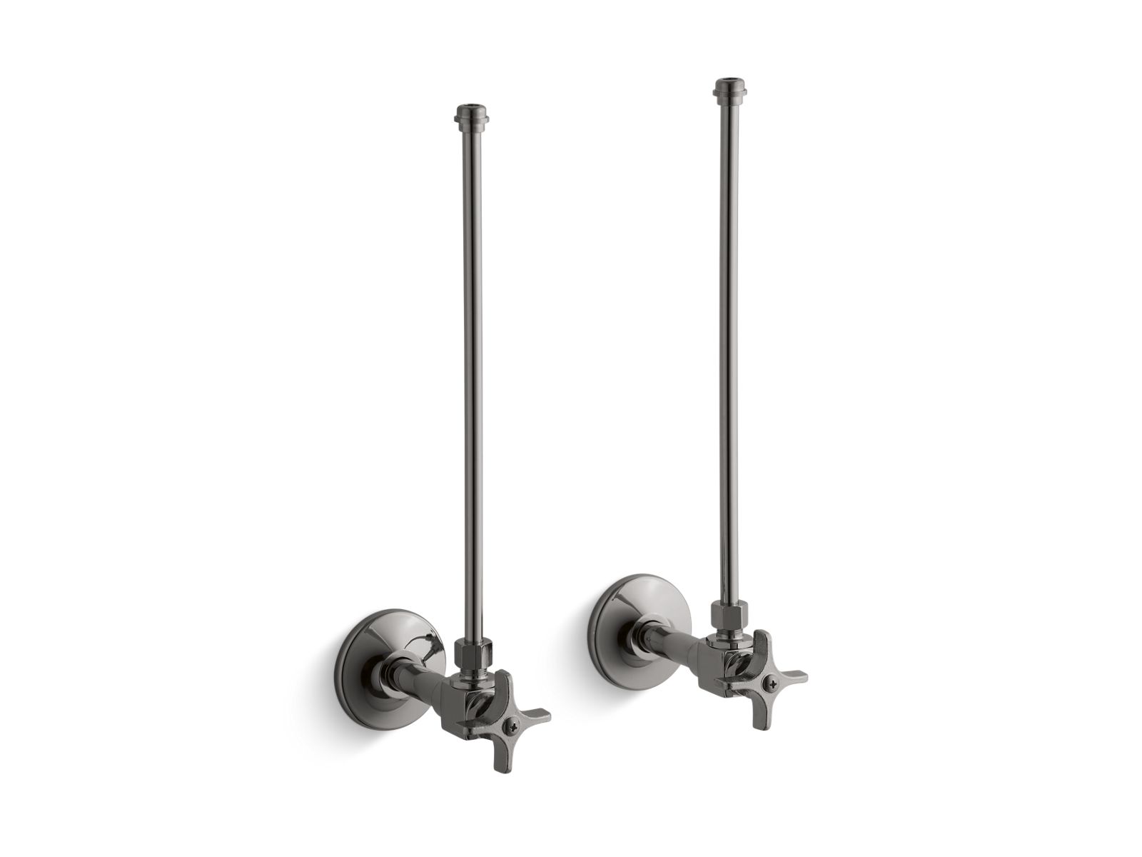 KOHLER K-7605-P-TT Pair 3/8" Npt Angle Supplies With Stop, Cross Handle And Annealed Vertical Tube - Vibrant Titanium