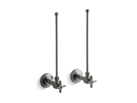 KOHLER K-7605-P-TT Pair 3/8" NPT angle supplies with stop, cross handle and annealed vertical tube - Vibrant Titanium