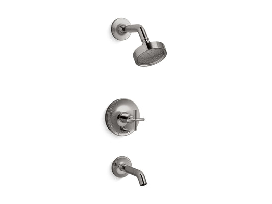 KOHLER K-T14420-3G-TT Purist Rite-Temp Bath And Shower Trim Kit With Push-Button Diverter And Cross Handle, 1.75 Gpm In Vibrant Titanium