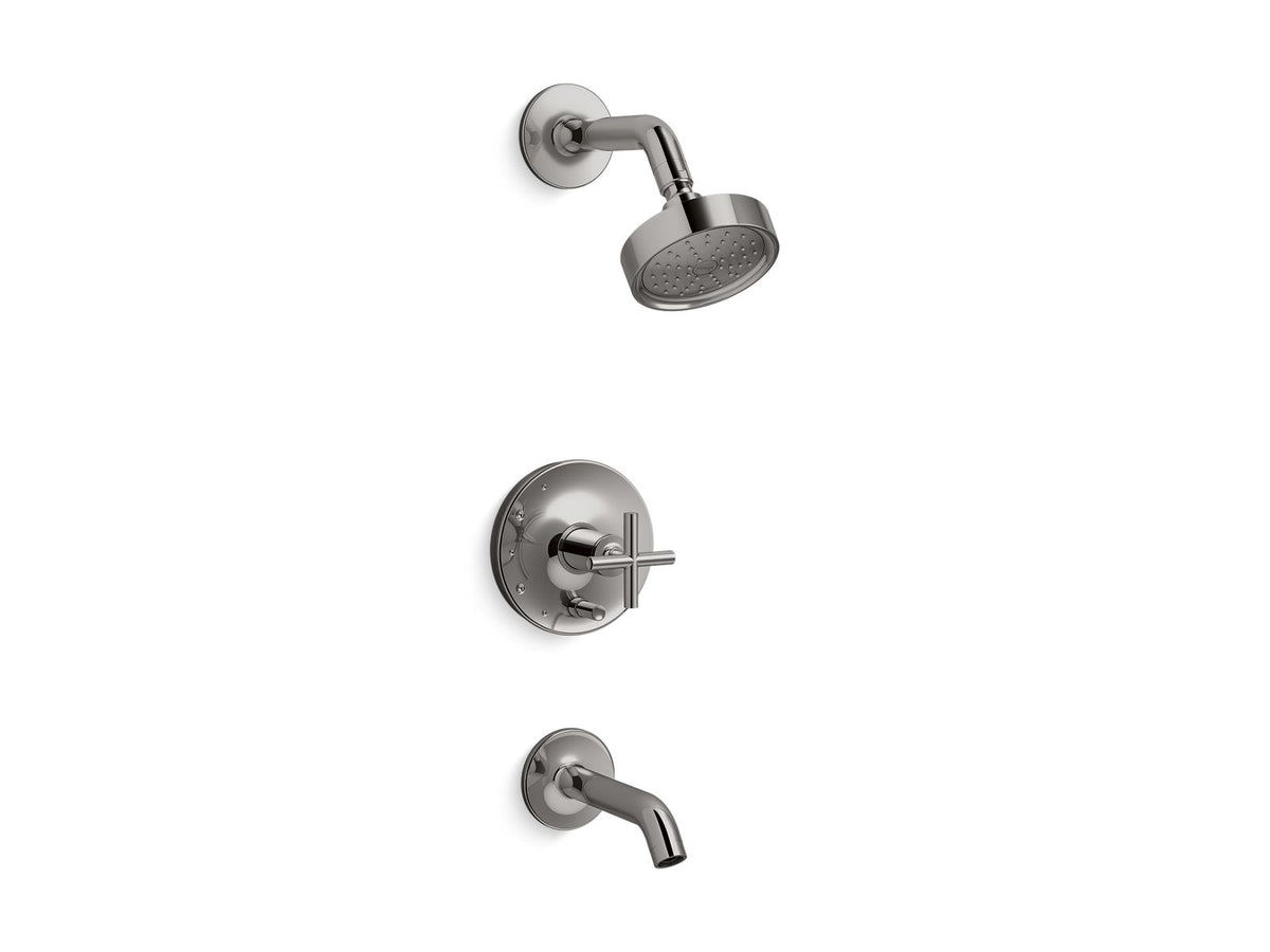 KOHLER K-T14420-3G-TT Purist Rite-Temp Bath And Shower Trim Kit With Push-Button Diverter And Cross Handle, 1.75 Gpm - Vibrant Titanium