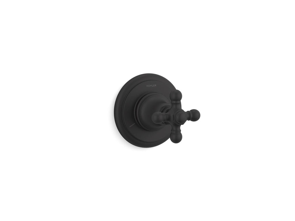 KOHLER K-T72770-3-BL Artifacts Mastershower Transfer Valve Trim With Cross Handle - Matte Black