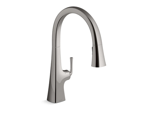 KOHLER K-22068-TT Graze Touchless Pull-Down Kitchen Sink Faucet With Three-Function Sprayhead In Vibrant Titanium