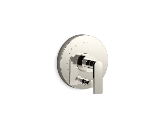 KOHLER K-T73117-4-SN Composed Rite-Temp Valve Trim With Push-Button Diverter And Lever Handle In Vibrant Polished Nickel