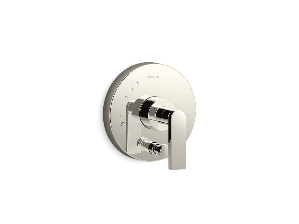 KOHLER K-T73117-4-SN Composed Rite-Temp Valve Trim With Push-Button Diverter And Lever Handle - Vibrant Polished Nickel