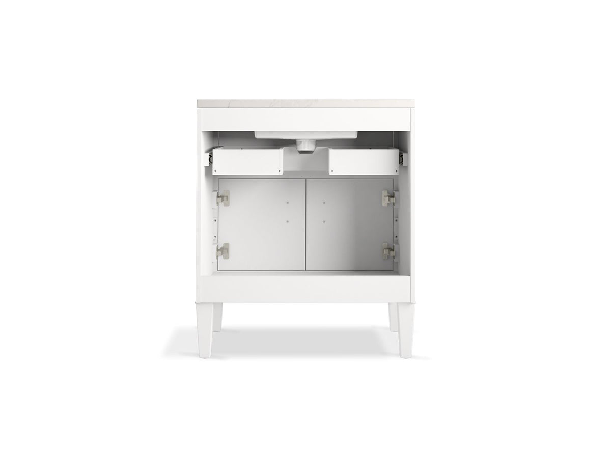 KOHLER K-33544-ASB-0 Southerk 30" Bathroom Vanity Cabinet With Sink And Quartz Top - White