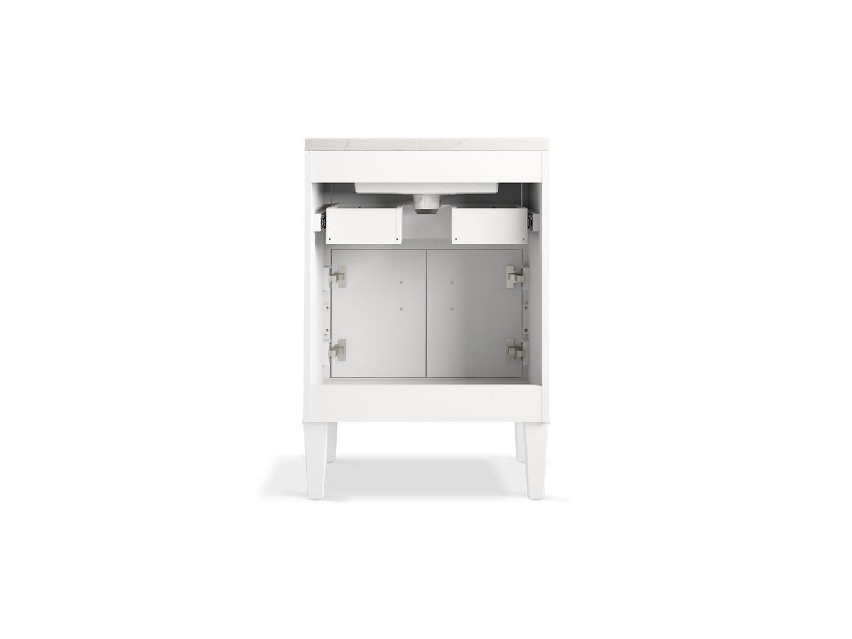 KOHLER K-33543-ASB-0 Southerk 24" Bathroom Vanity Cabinet With Sink And Quartz Top - White