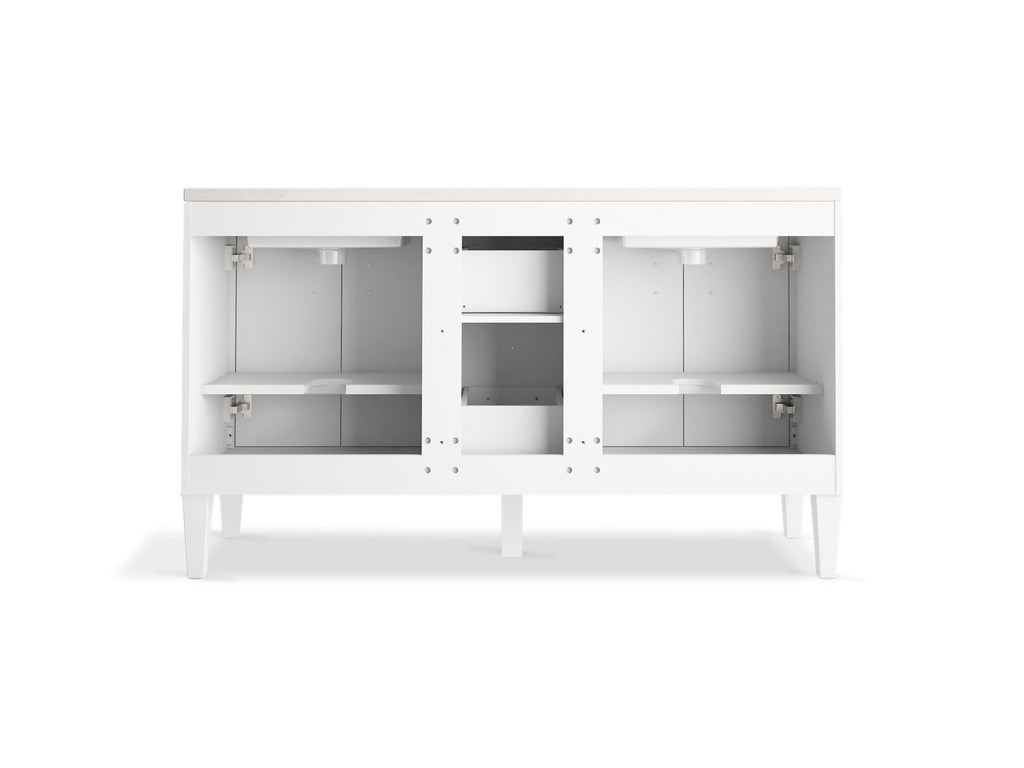 KOHLER K-33547-ASB-0 Southerk 60" Bathroom Vanity Cabinet With Sinks And Quartz Top - White
