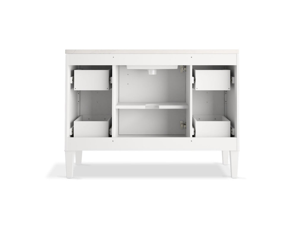 KOHLER K-33546-ASB-0 Southerk 48" Bathroom Vanity Cabinet With Sink And Quartz Top - White