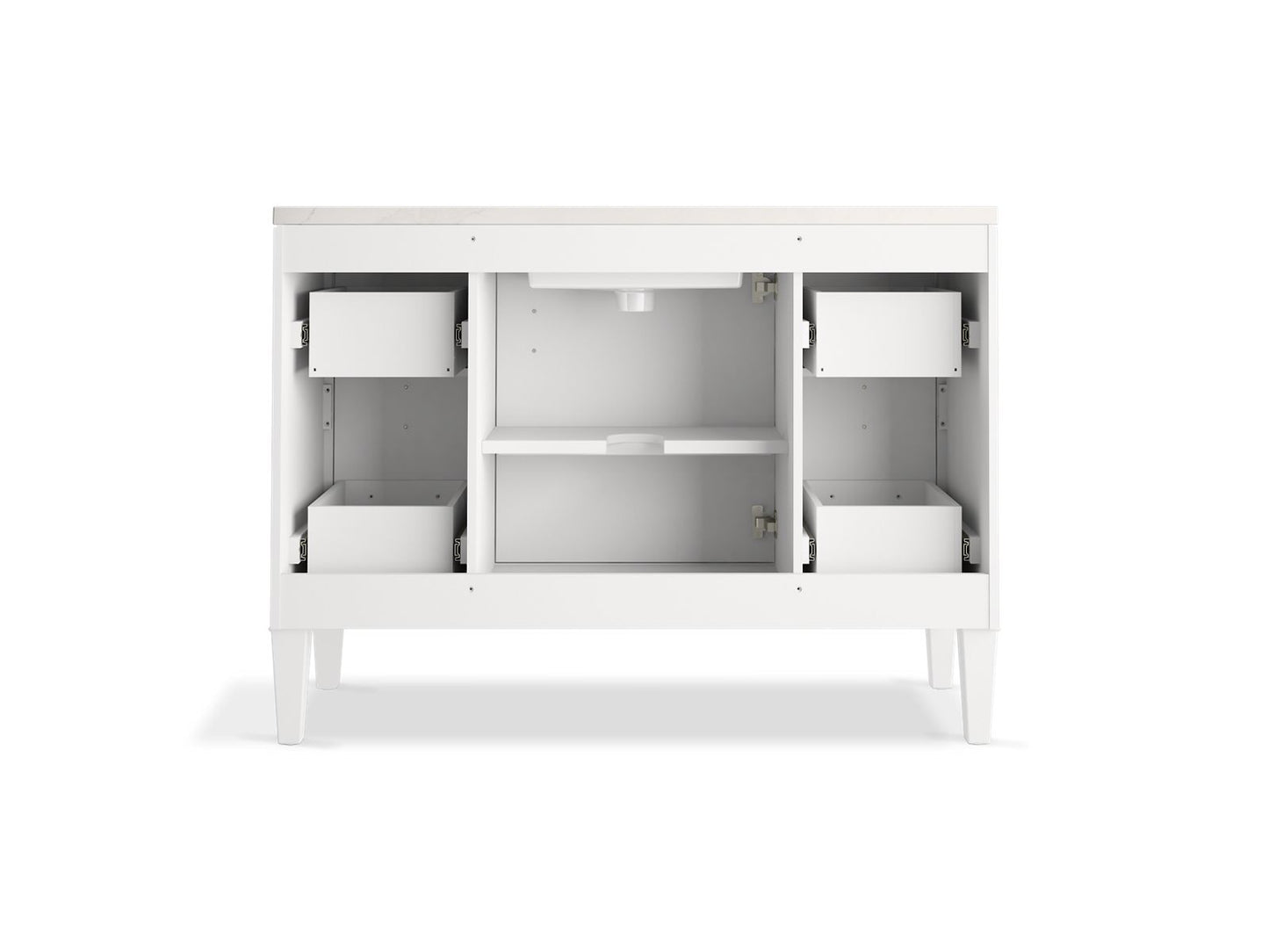 KOHLER K-33546-ASB-0 Southerk 48" bathroom vanity cabinet with sink and quartz top - White