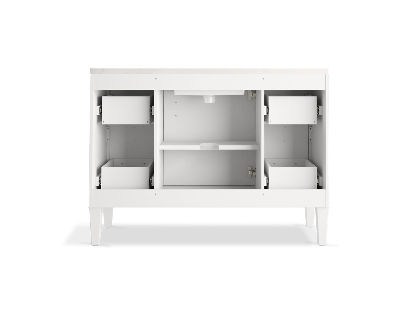 KOHLER K-33546-ASB-0 Southerk 48" Bathroom Vanity Cabinet With Sink And Quartz Top - White
