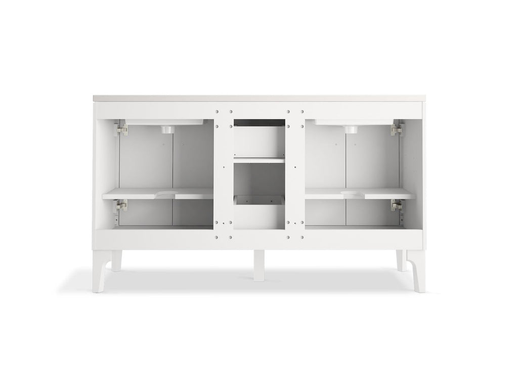 KOHLER K-33555-ASB-0 Seer 60" Bathroom Vanity Cabinet With Sinks And Quartz Top - White