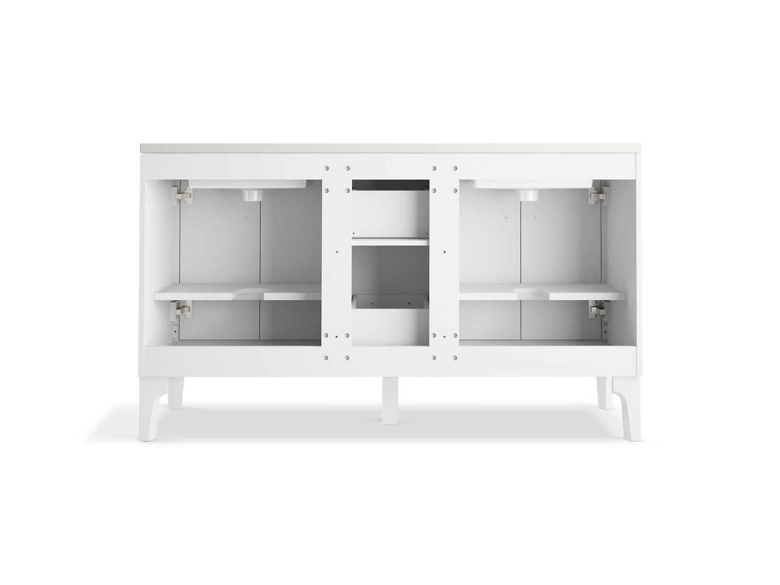 KOHLER K-33555-ASB-0 Seer 60" Bathroom Vanity Cabinet With Sinks And Quartz Top - White