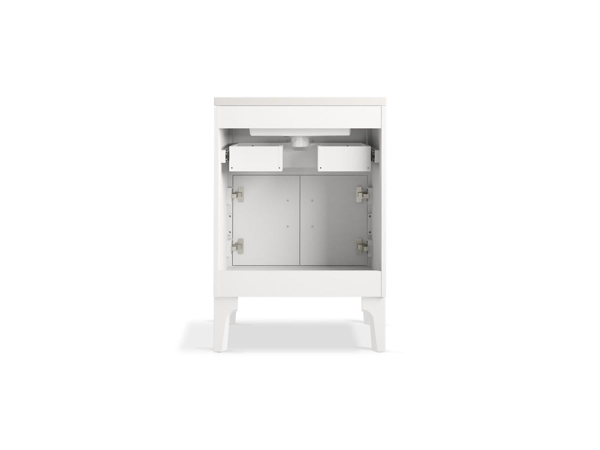 KOHLER K-33551-ASB-0 Seer 24" Bathroom Vanity Cabinet With Sink And Quartz Top - White