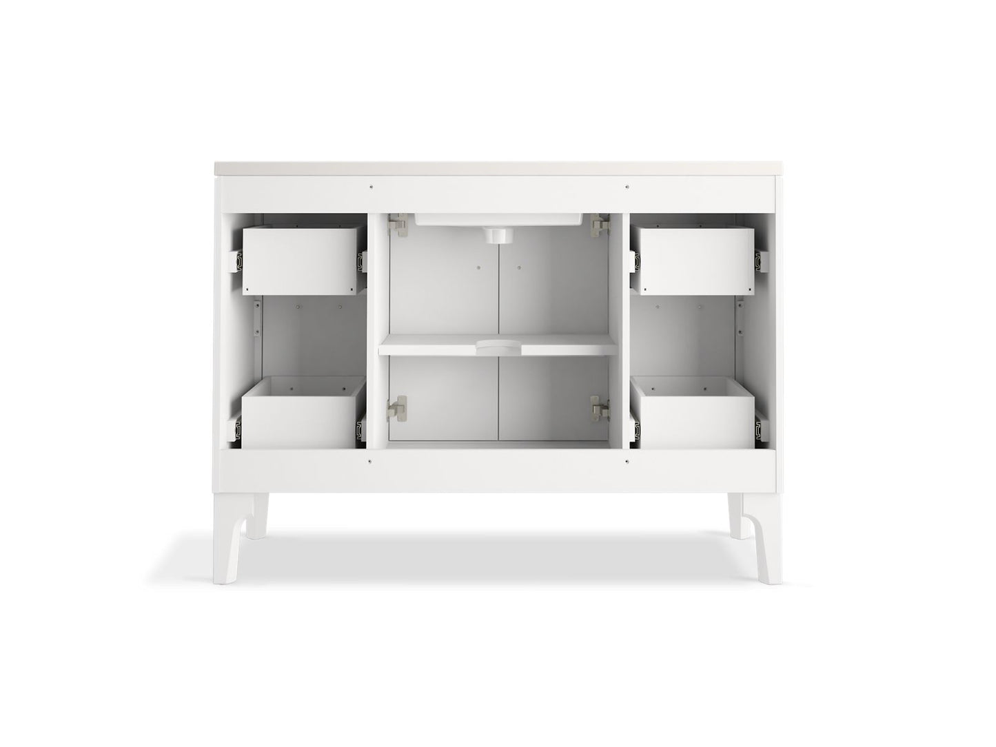 KOHLER K-33554-ASB-0 Seer 48" bathroom vanity cabinet with sink and quartz top - White