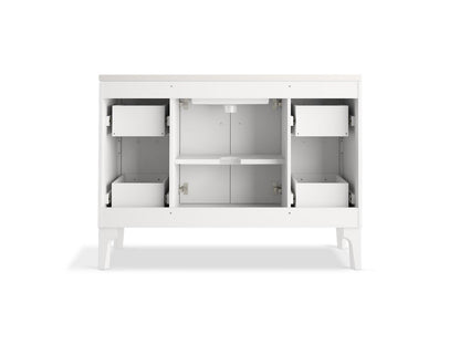 KOHLER K-33554-ASB-0 Seer 48" bathroom vanity cabinet with sink and quartz top - White