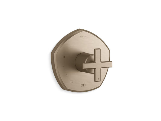 KOHLER K-TS27043-3-BV Occasion Rite-Temp Valve Trim With Cross Handle In Vibrant Brushed Bronze