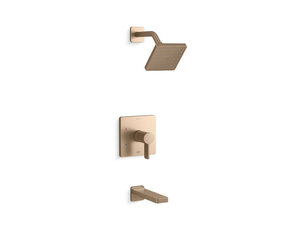 KOHLER K-TS23502-4G-BV Parallel Rite-Temp Bath And Shower Trim Kit, 1.75 Gpm - Vibrant Brushed Bronze