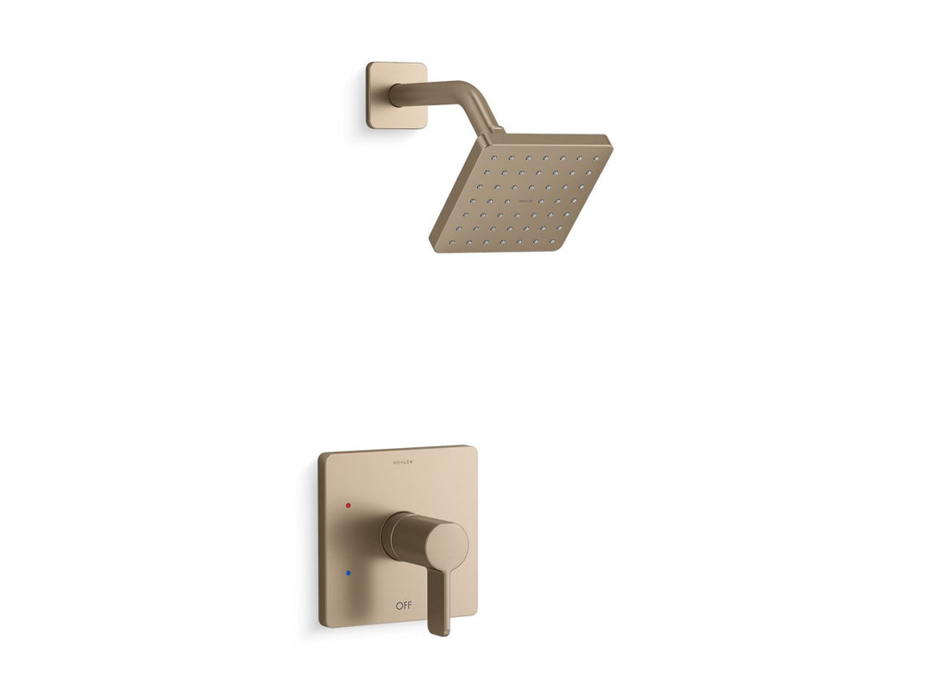 KOHLER K-TS23503-4G-BV Parallel Rite-Temp Shower Trim Kit,1.75 Gpm - Vibrant Brushed Bronze