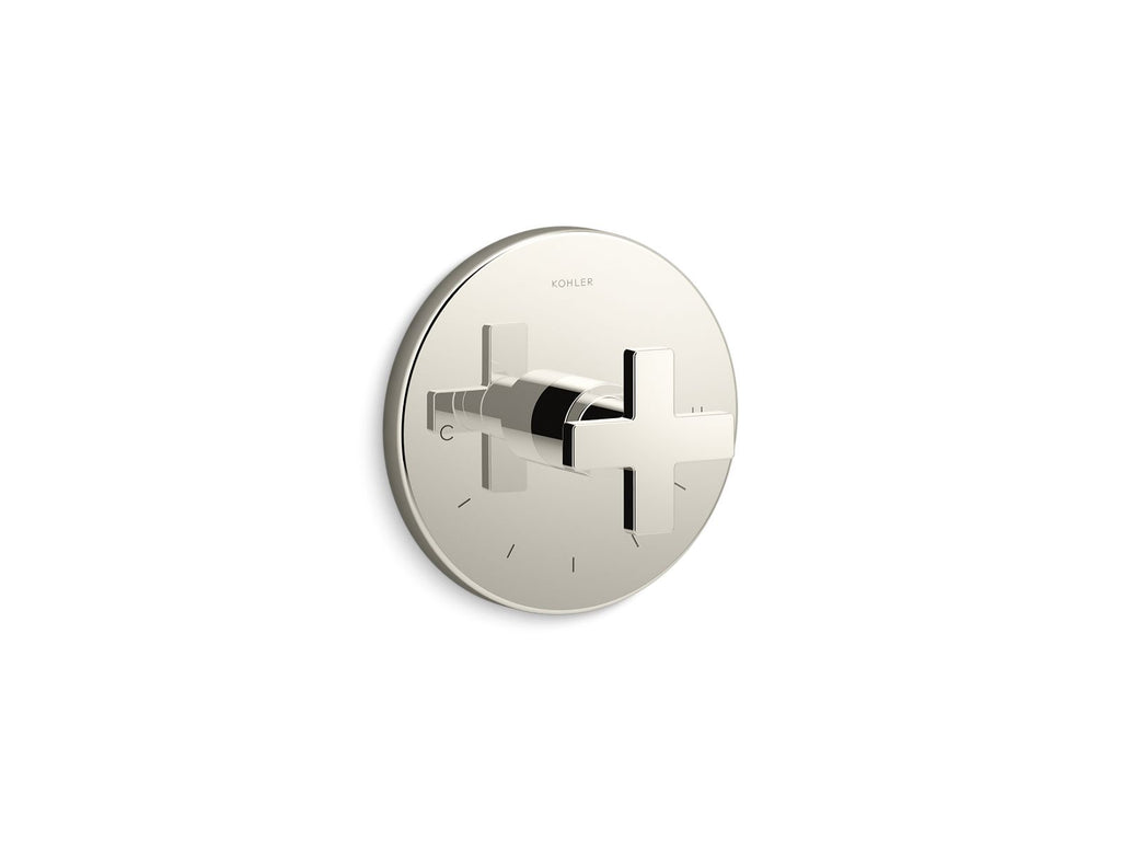 KOHLER K-T73133-3-SN Composed Mastershower Temperature Control Valve Trim With Cross Handle - Vibrant Polished Nickel