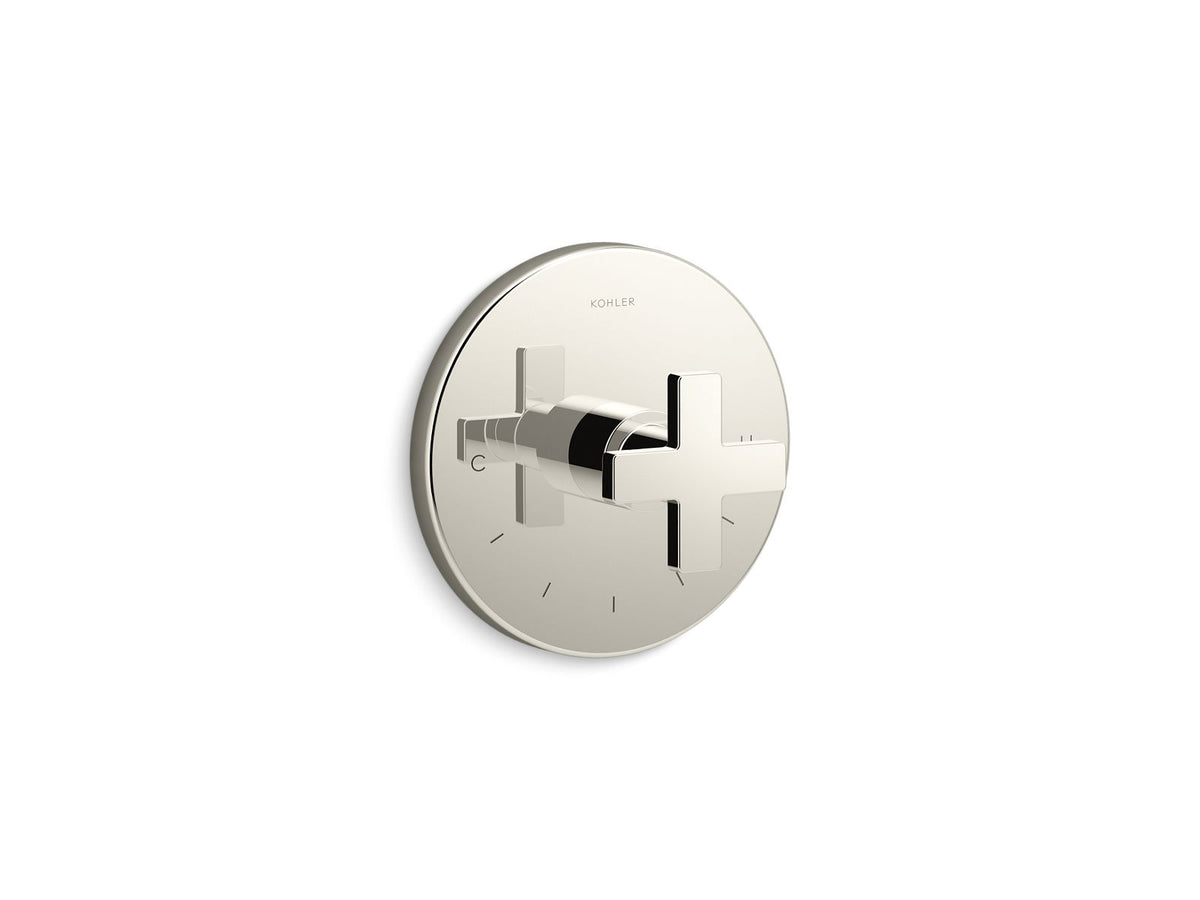 KOHLER K-T73133-3-SN Composed Mastershower Temperature Control Valve Trim With Cross Handle - Vibrant Polished Nickel
