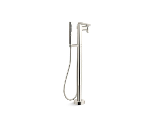 KOHLER K-T73087-4-SN Composed Floor-Mount Bath Filler Trim With Handshower In Vibrant Polished Nickel