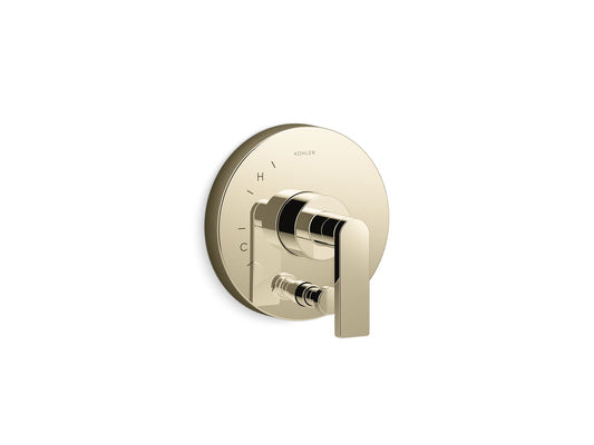 KOHLER K-T73117-4-AF Composed Rite-Temp Valve Trim With Push-Button Diverter And Lever Handle In Vibrant French Gold