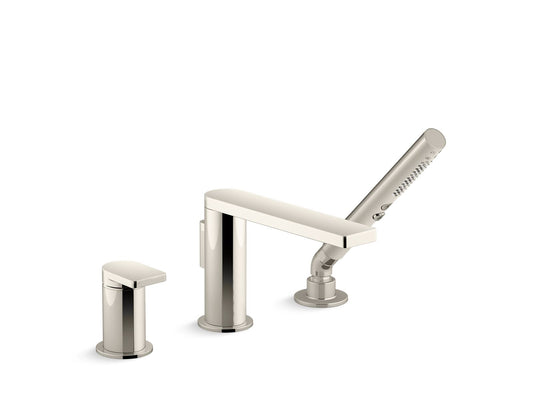 KOHLER K-73078-4-SN Composed Deck-Mount Bath Faucet With Handshower In Vibrant Polished Nickel