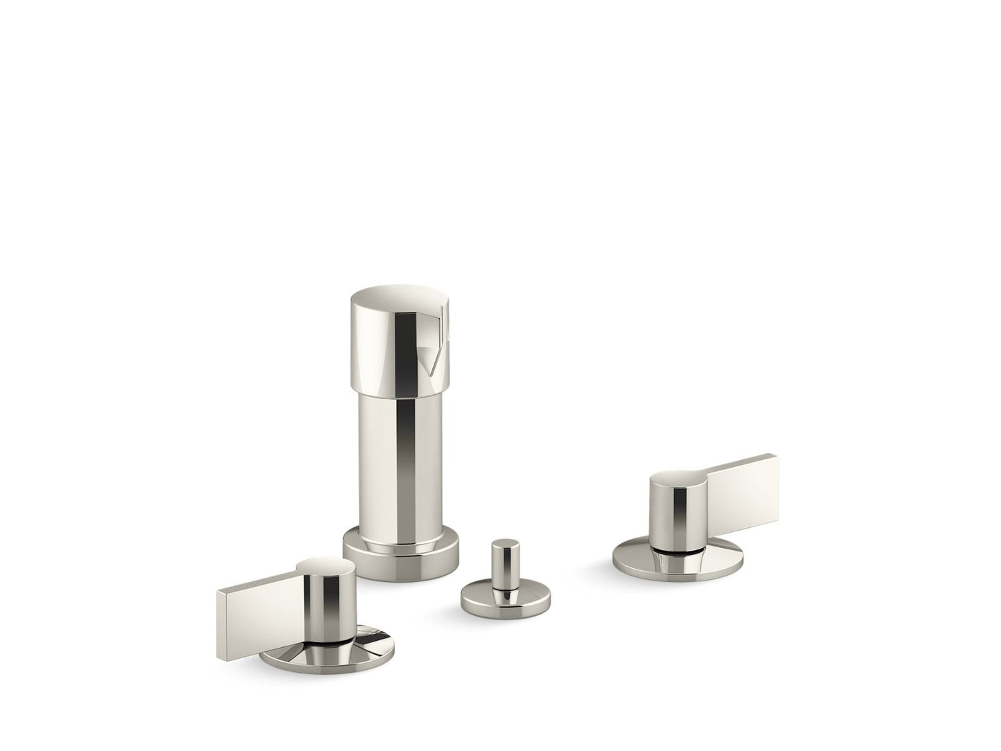 KOHLER K-77983-4-SN Components Widespread Bidet Faucet With Lever Handles In Vibrant Polished Nickel