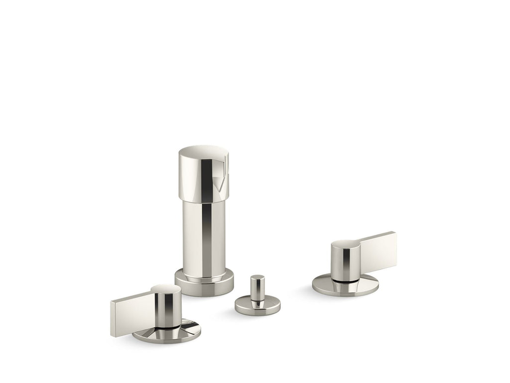 KOHLER K-77983-4-SN Components Widespread Bidet Faucet With Lever Handles - Vibrant Polished Nickel