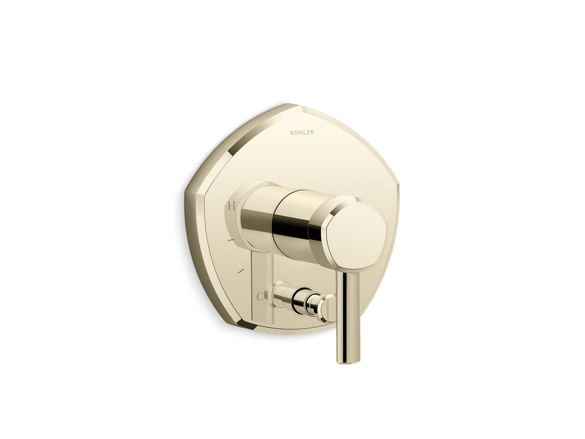 KOHLER K-T27044-4-AF Occasion Rite-Temp Valve Trim With Push-Button Diverter And Lever Handle - Vibrant French Gold