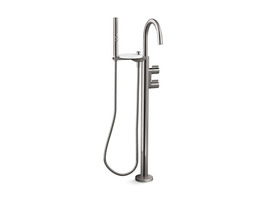 KOHLER K-T77984-4-TT Components Floor-Mount Bath Filler Trim With Lever Handles And Handshower In Titanium