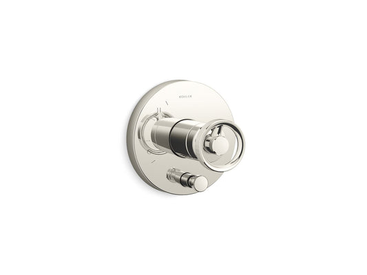 KOHLER K-T78016-9-SN Components Rite-Temp Valve Trim With Industrial Handle And Diverter In Vibrant Polished Nickel