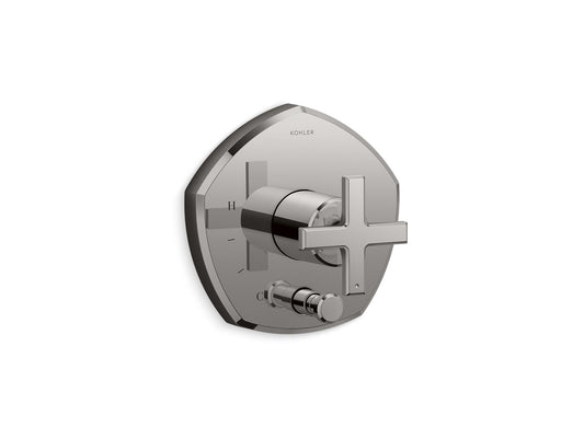 KOHLER K-T27044-3-TT Occasion Rite-Temp Valve Trim With Push-Button Diverter And Cross Handle In Vibrant Titanium