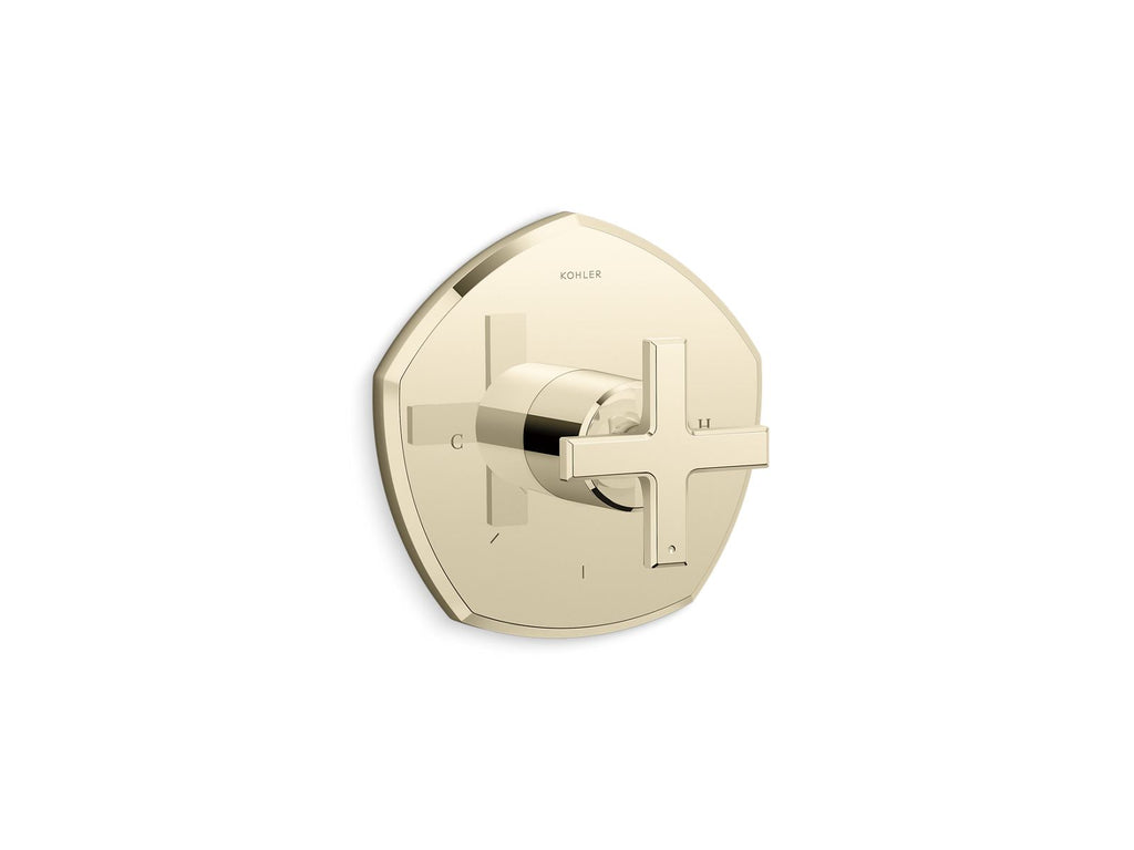 KOHLER K-T27040-3-AF Occasion Mastershower Temperature Control Valve Trim With Cross Handle - Vibrant French Gold