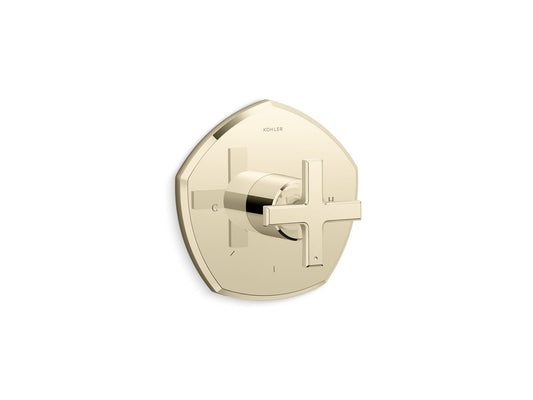 KOHLER K-T27040-3-AF Occasion MasterShower temperature control valve trim with cross handle - Vibrant French Gold