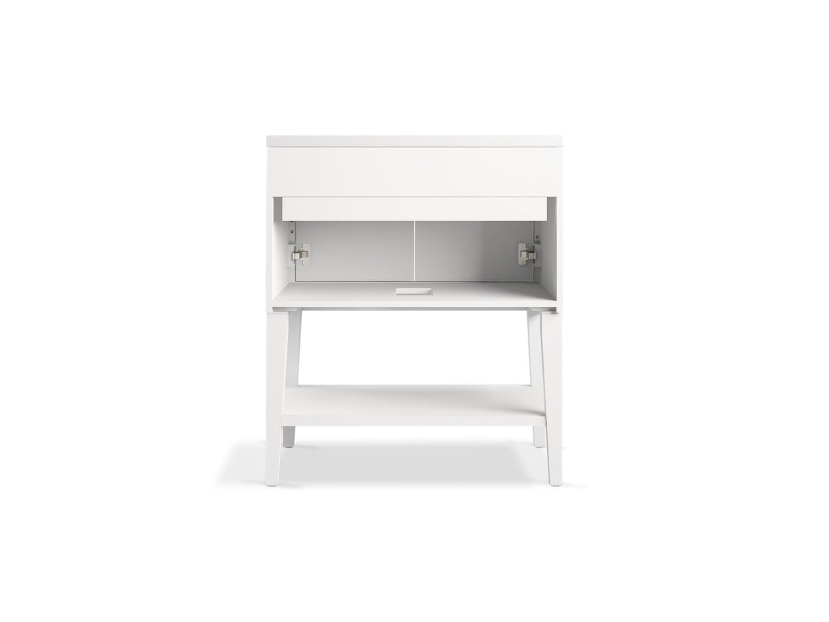 KOHLER K-33578-ASB-0 Winnow 30" Bathroom Vanity Cabinet With Sink And Quartz Top - White