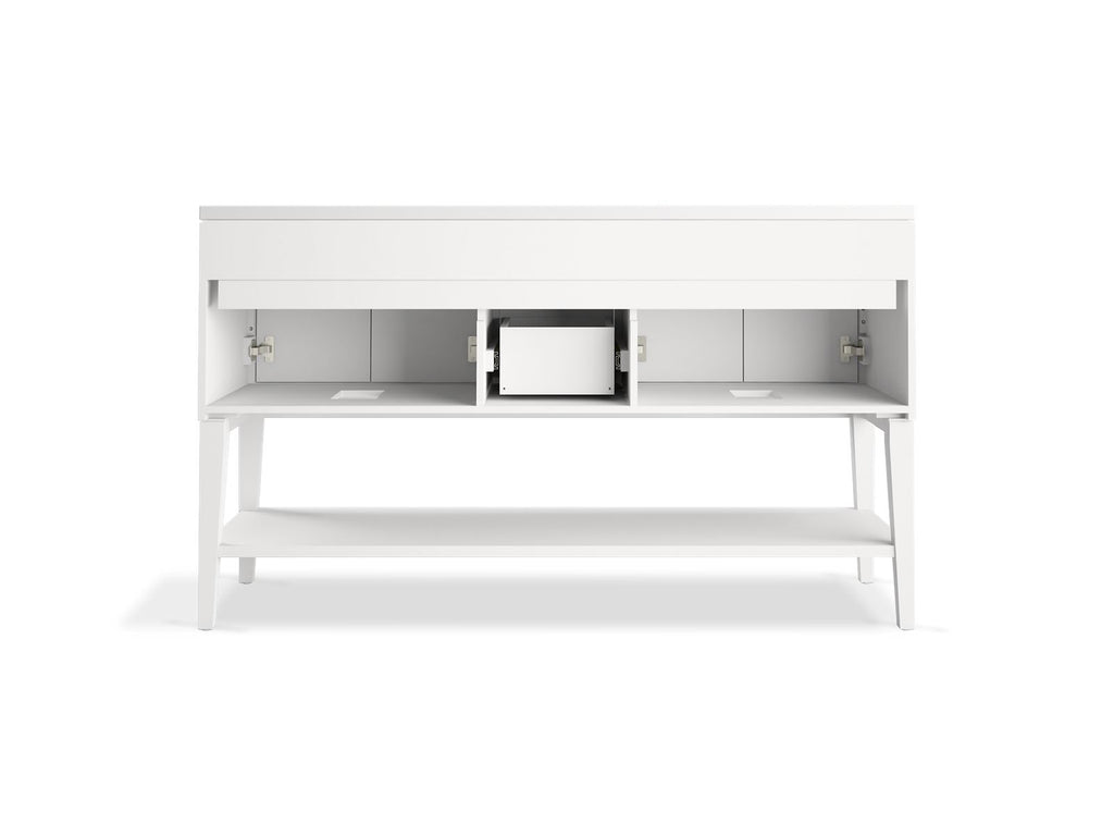 KOHLER K-33581-ASB-1WX Winnow 60" Bathroom Vanity Cabinet With Sinks And Quartz Top - Slate Grey