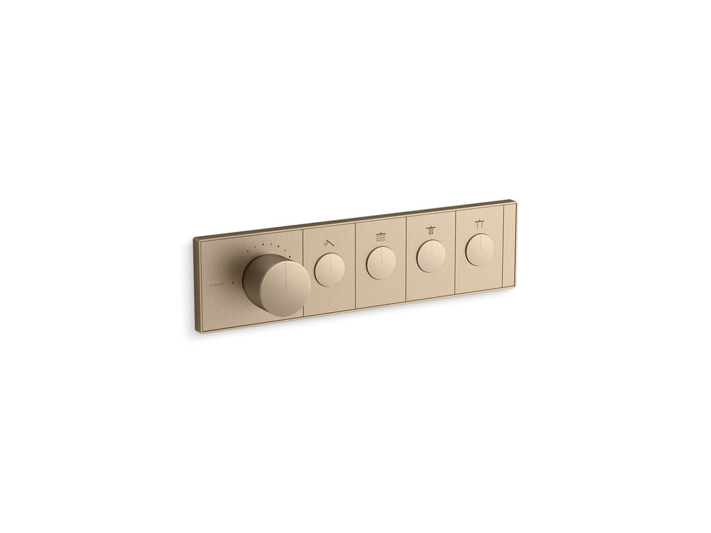 KOHLER K-26348-9-BV Anthem Four-Outlet Recessed Mechanical Thermostatic Valve Control - Vibrant Brushed Bronze