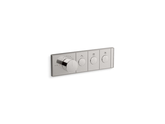 KOHLER K-26347-9-TT Anthem Three-Outlet Recessed Mechanical Thermostatic Valve Control In Titanium