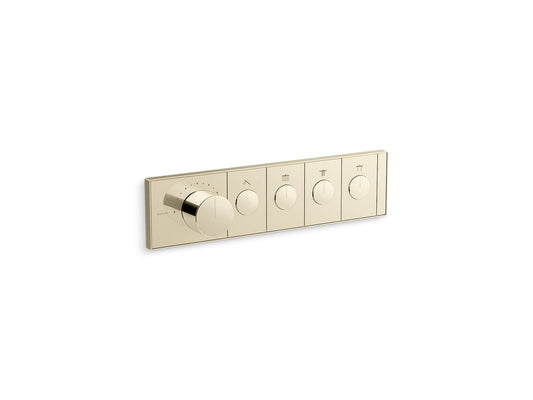 KOHLER K-26348-9-AF Anthem Four-Outlet Recessed Mechanical Thermostatic Valve Control In Vibrant French Gold