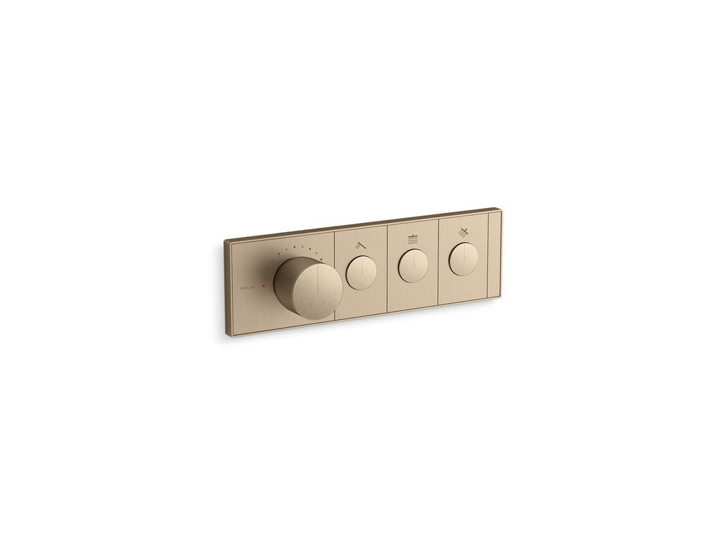 KOHLER K-26347-9-BV Anthem Three-Outlet Recessed Mechanical Thermostatic Valve Control - Vibrant Brushed Bronze